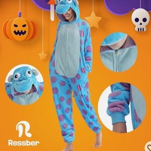 NWT Ressber Blue and Purple Polka Dot Onesie